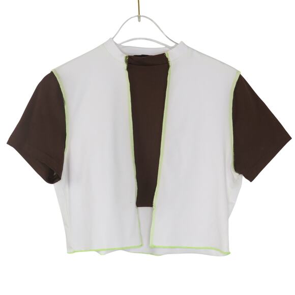 Y2k Cider Lime Green & Brown Colorblock Patchwork Skirt Set Medium Cute - Picture 4 of 9